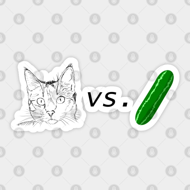 Cat vs. Cucumber Sticker by catpurrs